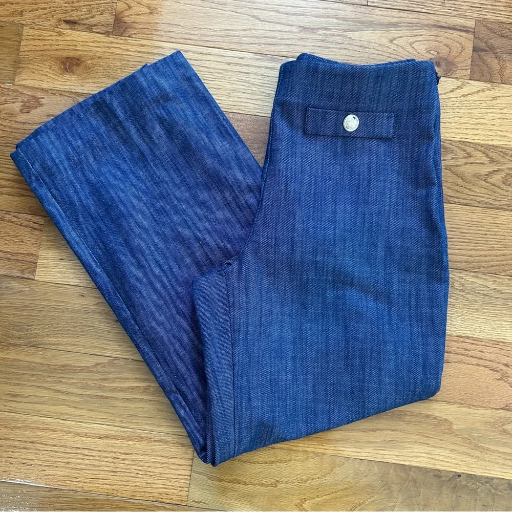 LOFT Button Trim Wide Leg trousers in Refined Denim 4P - Picture 13 of 15